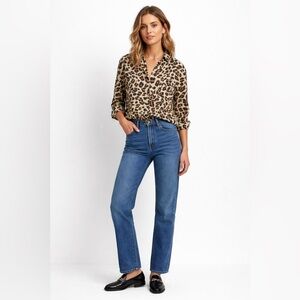 SCOTCH & SODA Leopard Print Button-Down Blouse